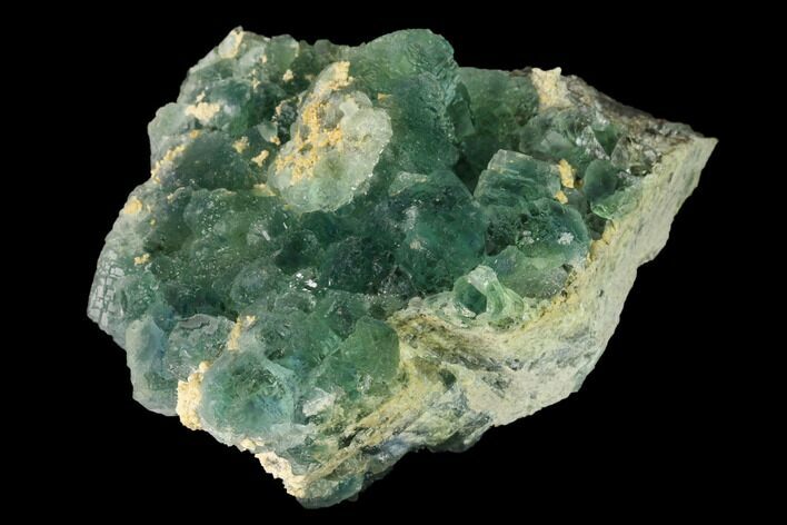 Stepped Green Fluorite Crystals on Quartz - China #142390